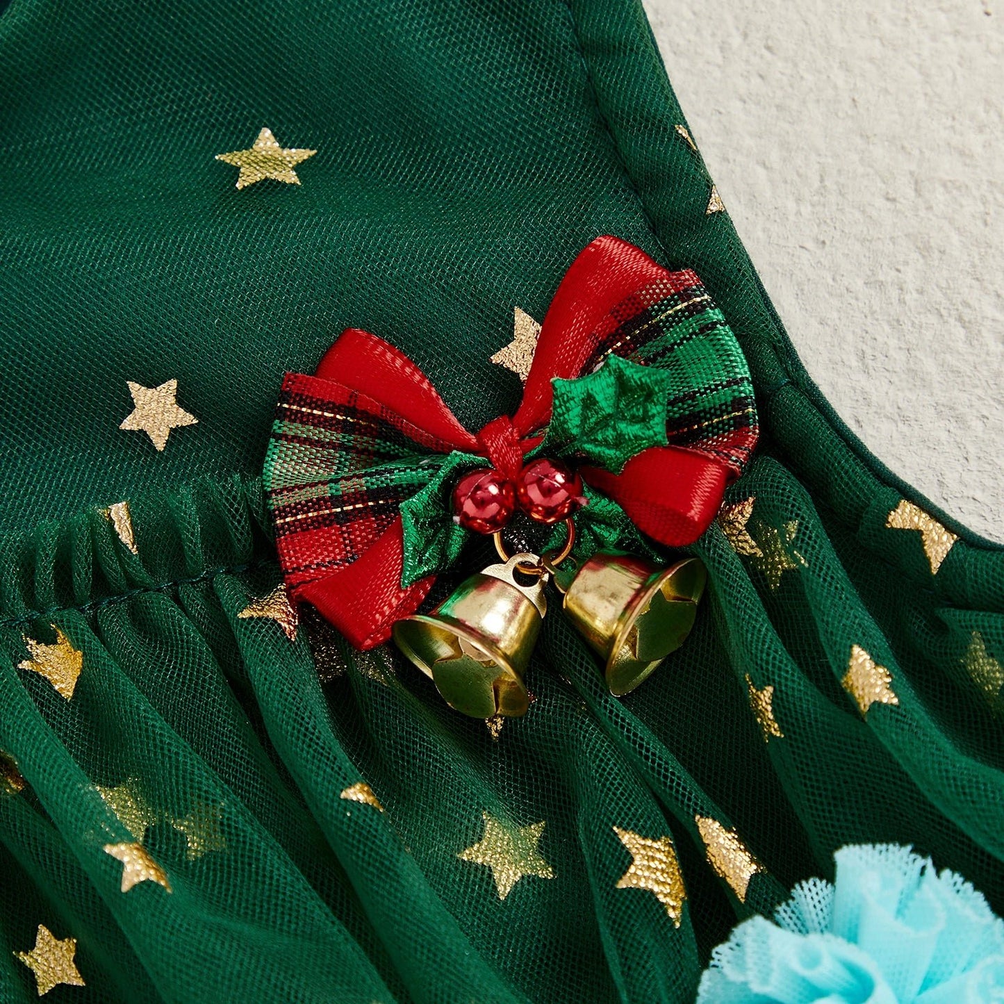 Toddler Baby Girl Christmas Dress Outfit Sleeveless Shiny Stars Tank Dress Layered Tulle Mesh Dresses Xmas - PratSN