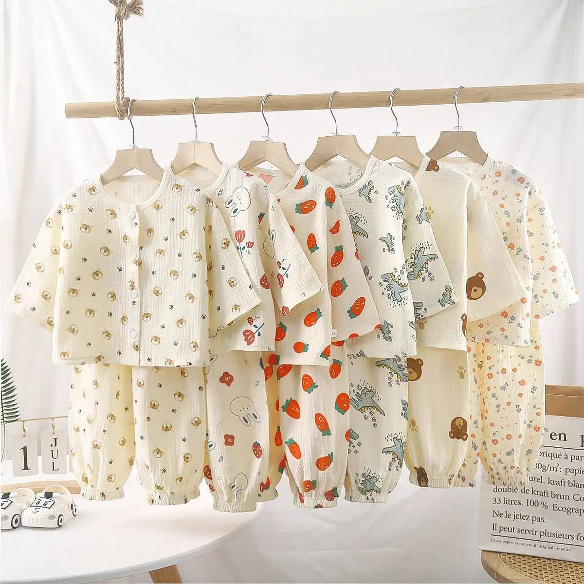 Toddler Boys Girls Set Muslin Baby Clothes Kids Clothing Pajamas 2 Pieces Sets - PratSN