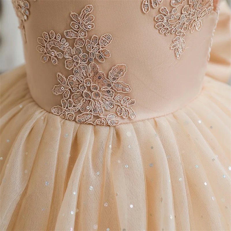 Toddler Girls 1st Birthday Party Dresses Cute Bow Kids Princess Lace Tulle Short Dress Flower Girls Dresses for Wedding 1 - 5 Year - PratSN
