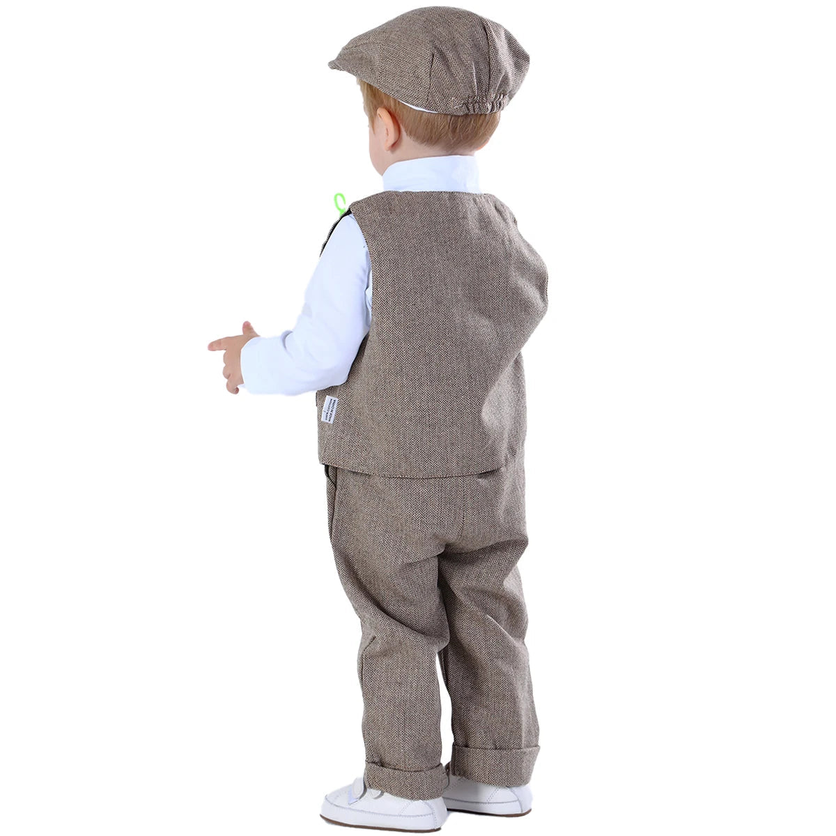 Toddler Suits Baby Boys Wedding Ring Bearer Outfit Gentleman Formal Dress Clothes Set with Hat Brown 18 Months to 4 Years - PratSN