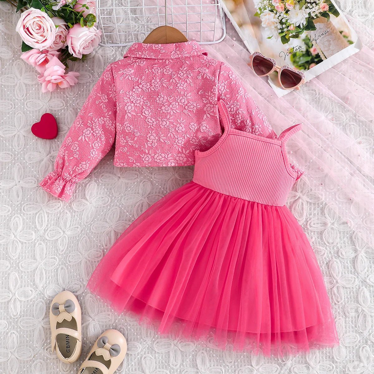Trendy Girls' Casual Style Heart - Shape Coat Top and Halter Dress Popular and Well Selling Among Trendsetters - PratSN