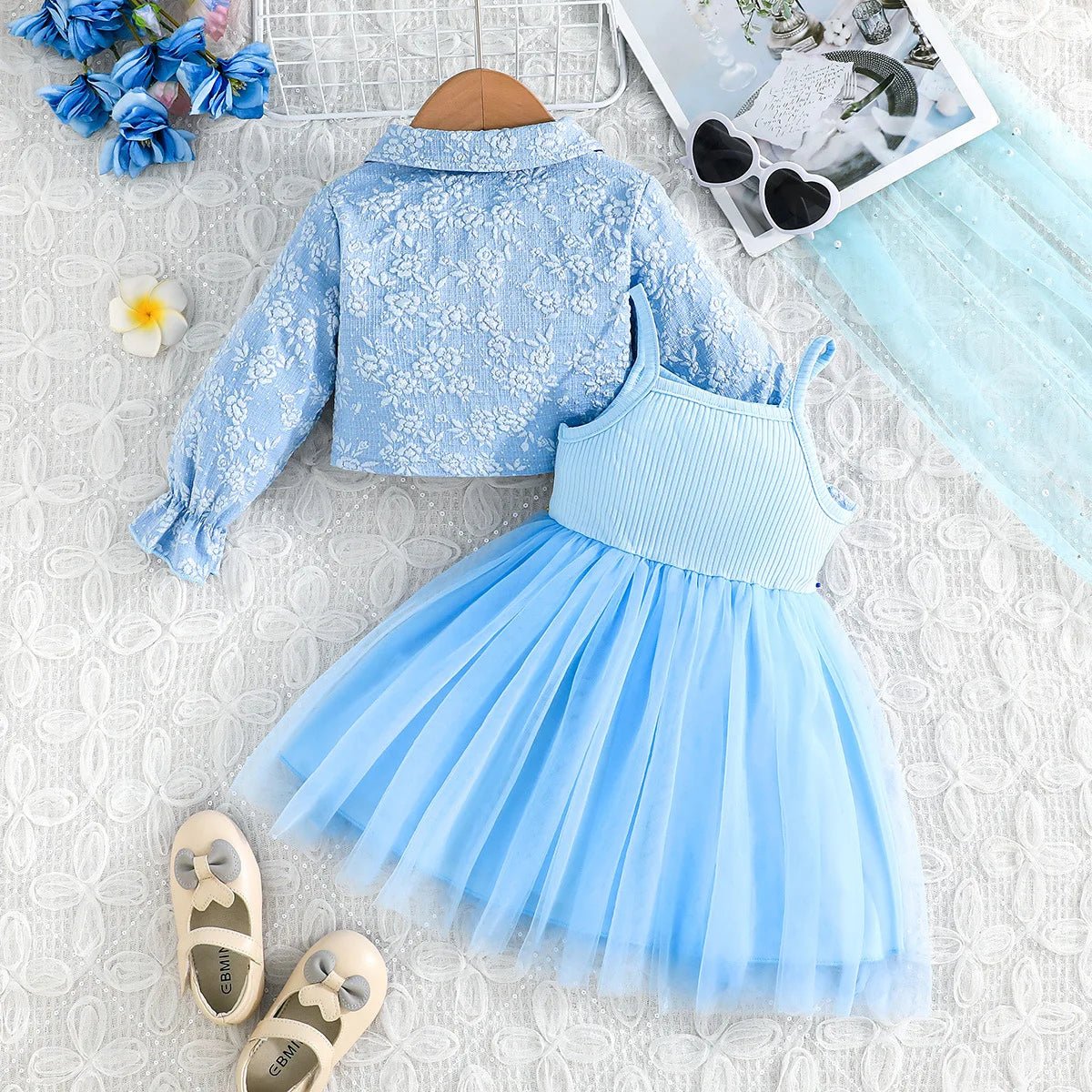 Trendy Girls' Casual Style Heart - Shape Coat Top and Halter Dress Popular and Well Selling Among Trendsetters - PratSN