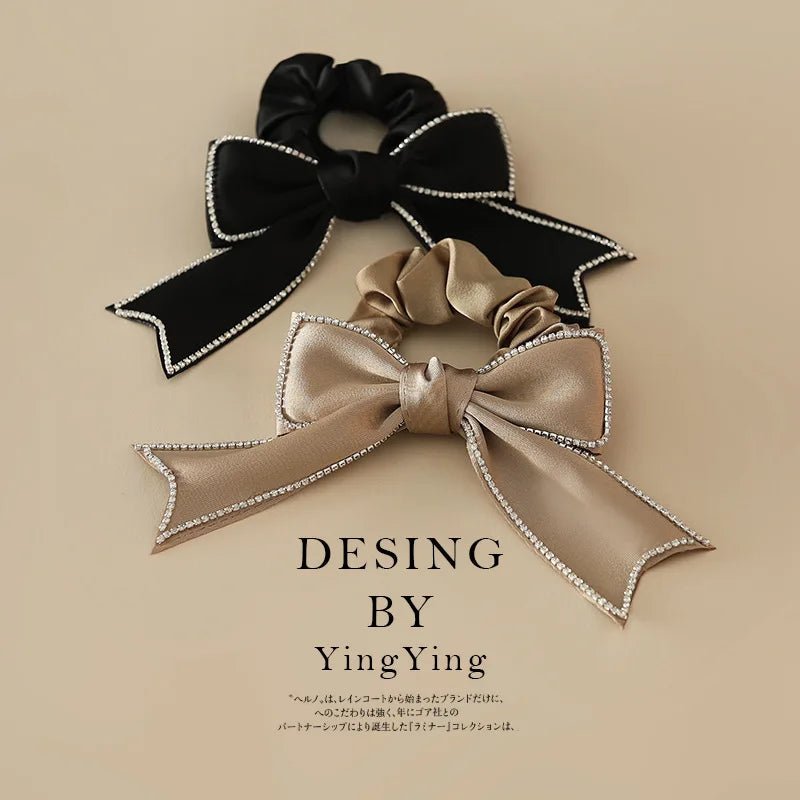 Trendy Large Intestine Hair Tie Bright Diamond Bow Hair Tie Fancy Hair Accessories for Women - PratSN