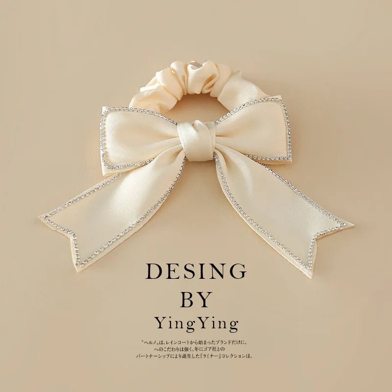 Trendy Large Intestine Hair Tie Bright Diamond Bow Hair Tie Fancy Hair Accessories for Women - PratSN