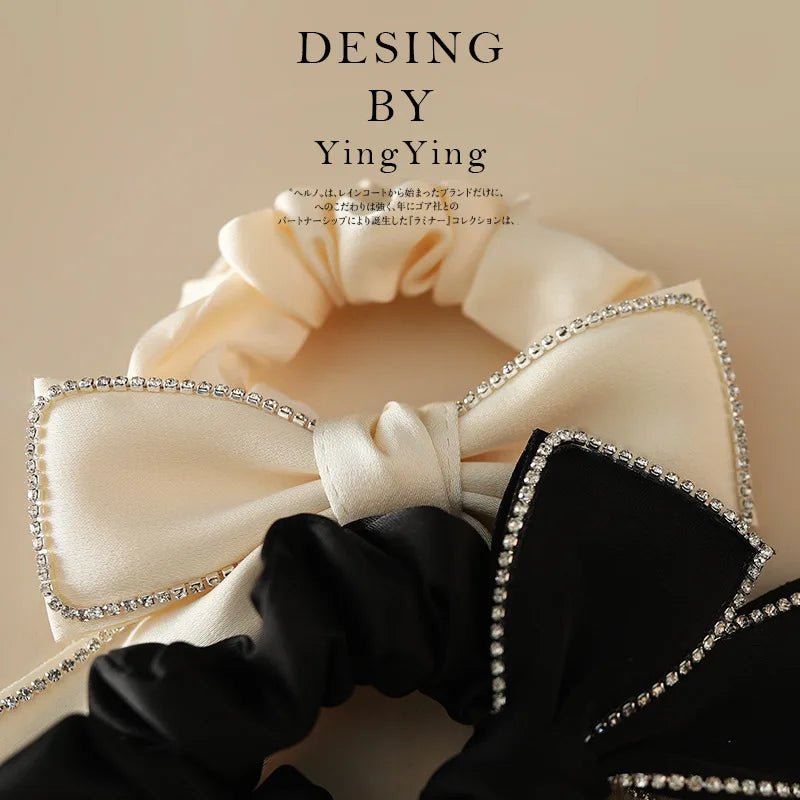 Trendy Large Intestine Hair Tie Bright Diamond Bow Hair Tie Fancy Hair Accessories for Women - PratSN