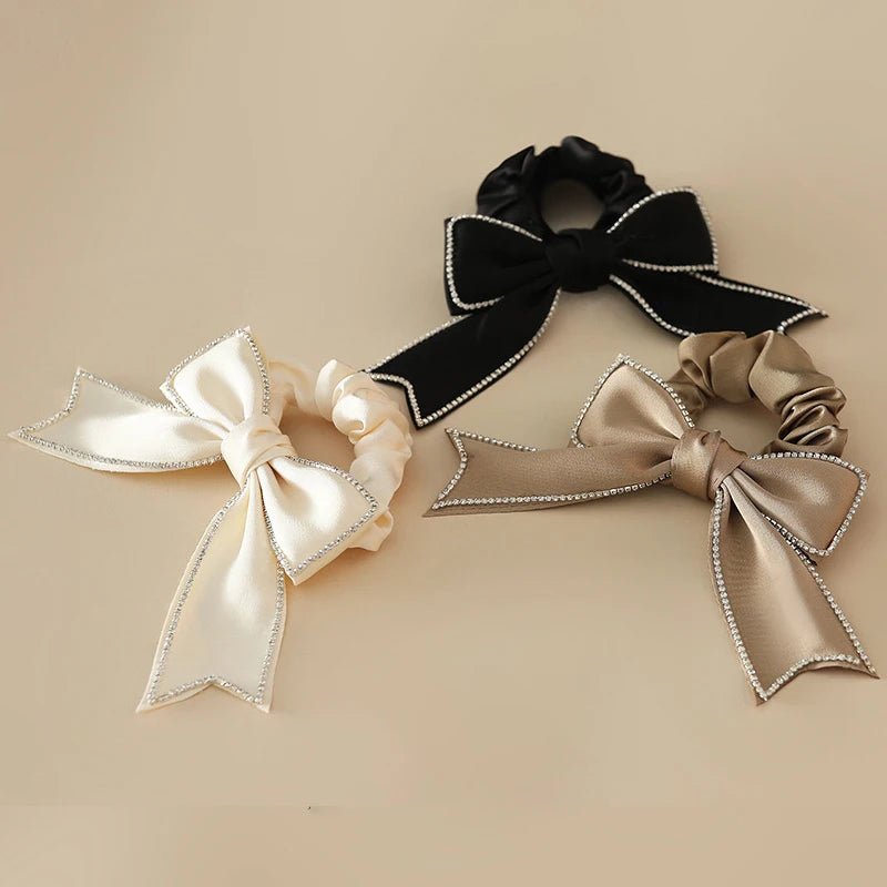 Trendy Large Intestine Hair Tie Bright Diamond Bow Hair Tie Fancy Hair Accessories for Women - PratSN