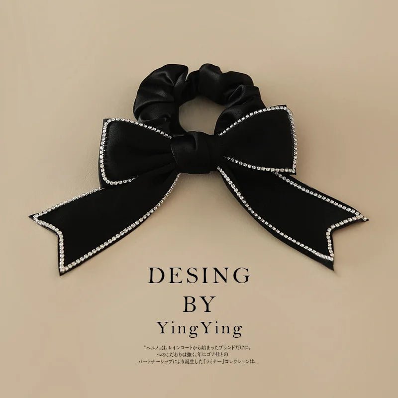 Trendy Large Intestine Hair Tie Bright Diamond Bow Hair Tie Fancy Hair Accessories for Women - PratSN
