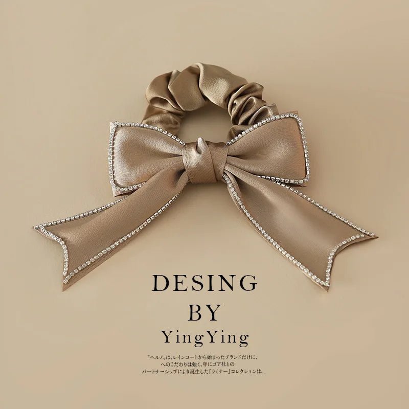 Trendy Large Intestine Hair Tie Bright Diamond Bow Hair Tie Fancy Hair Accessories for Women - PratSN