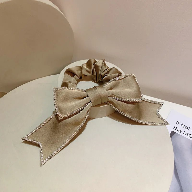 Trendy Large Intestine Hair Tie Bright Diamond Bow Hair Tie Fancy Hair Accessories for Women - PratSN