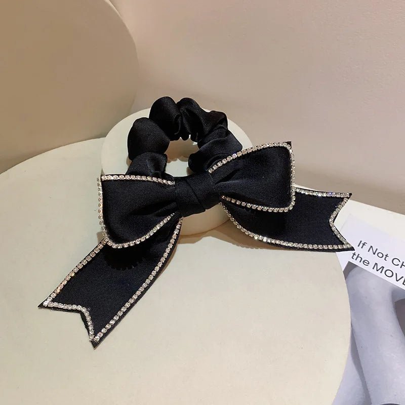 Trendy Large Intestine Hair Tie Bright Diamond Bow Hair Tie Fancy Hair Accessories for Women - PratSN
