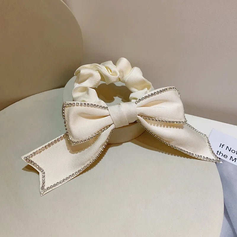 Trendy Large Intestine Hair Tie Bright Diamond Bow Hair Tie Fancy Hair Accessories for Women - PratSN