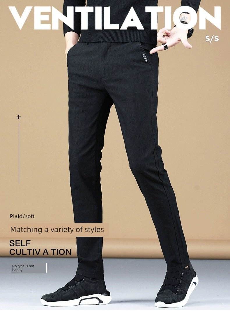 Trendy Men's Spring and Autumn Black Sports Casual Pants - PratSN