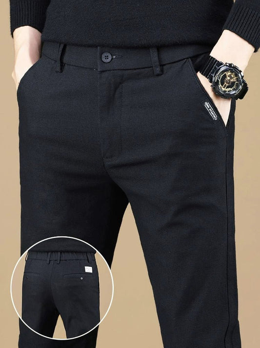 Trendy Men's Spring and Autumn Black Sports Casual Pants - PratSN