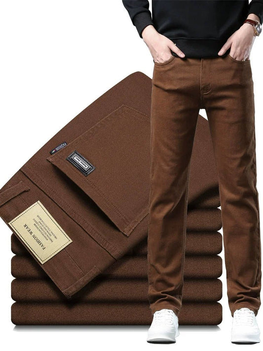 Trendy Plus Size Stretch Pure Color Breathable Autumn and Winter Jeans - PratSN