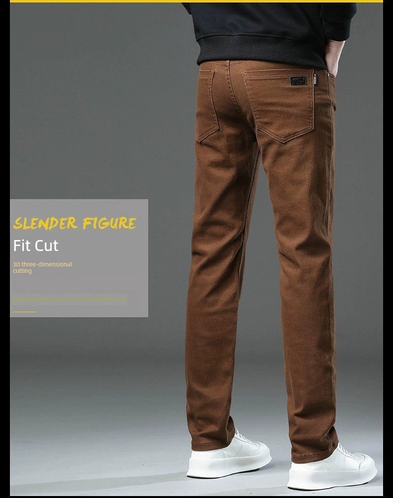 Trendy Plus Size Stretch Pure Color Breathable Autumn and Winter Jeans - PratSN