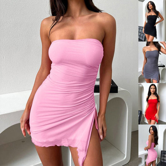 Tube - top Split Dress Summer Ins Fashion Backless Short Dresses For Women - PratSN