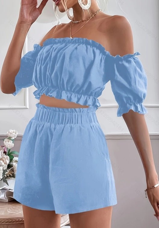 Two Pieces Of Short Sleeve Shorts For Women - PratSN