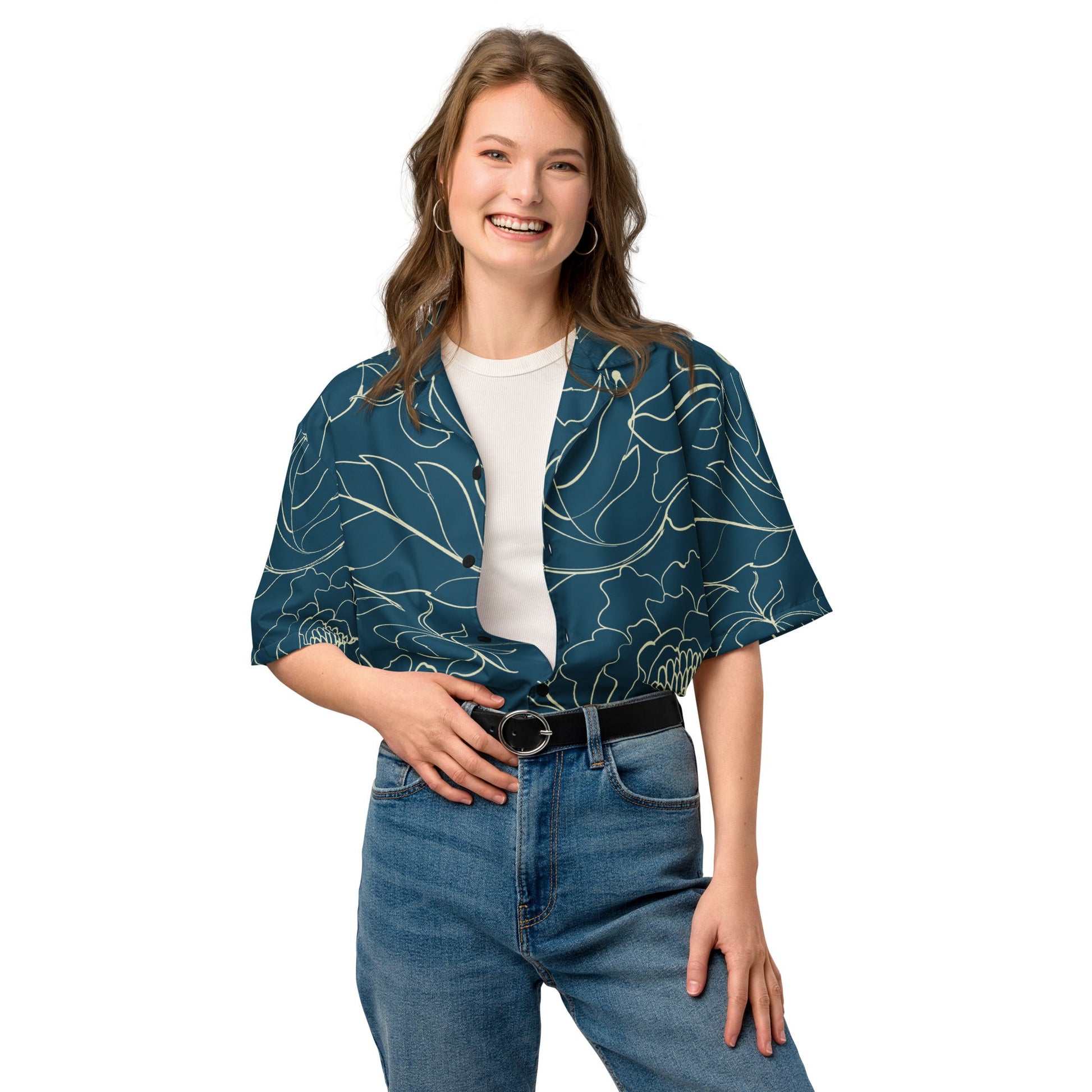 Unique Sharpa blue Button shirt - unisex floral shirt | Unisex Button shirts - PratSN