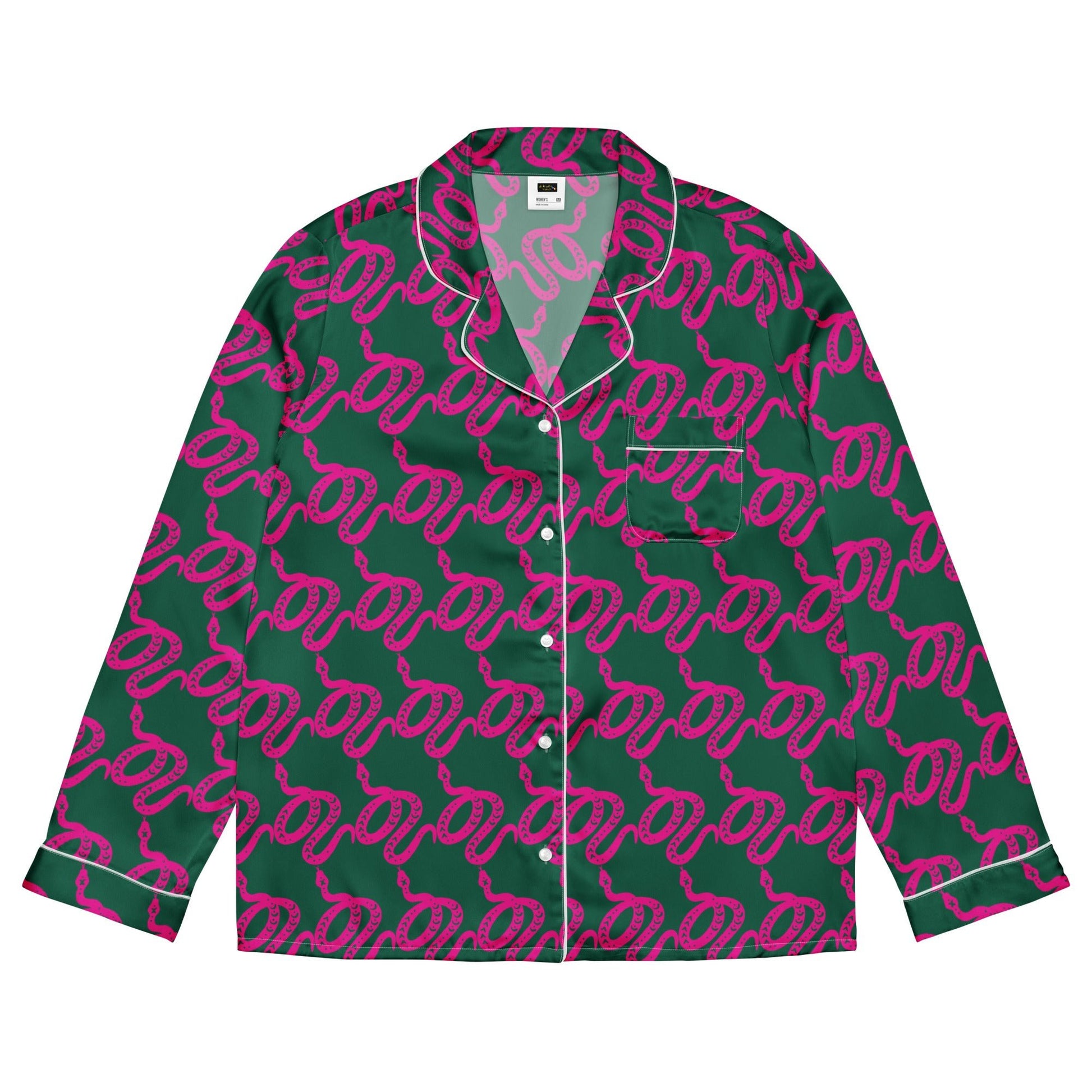 Unique Women’s Sleepwear - All - Over Print Long Sleeve Pajama Top - PratSN