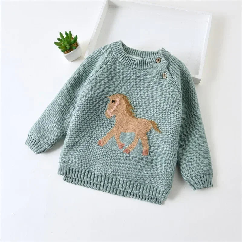 Unisex Baby Velvet Thick Sweaters Cold Winter Soft Cotton Boys Knitwear Pullover Girls Sweater Toddler Kids Clothes Coats - PratSN
