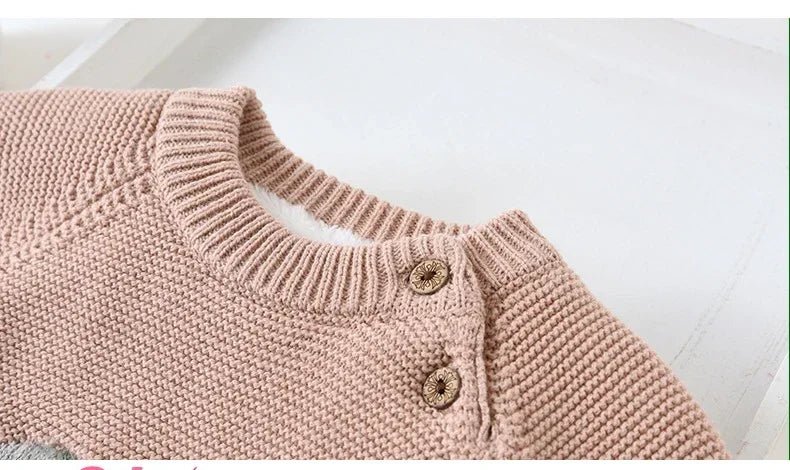 Unisex Baby Velvet Thick Sweaters Cold Winter Soft Cotton Boys Knitwear Pullover Girls Sweater Toddler Kids Clothes Coats - PratSN