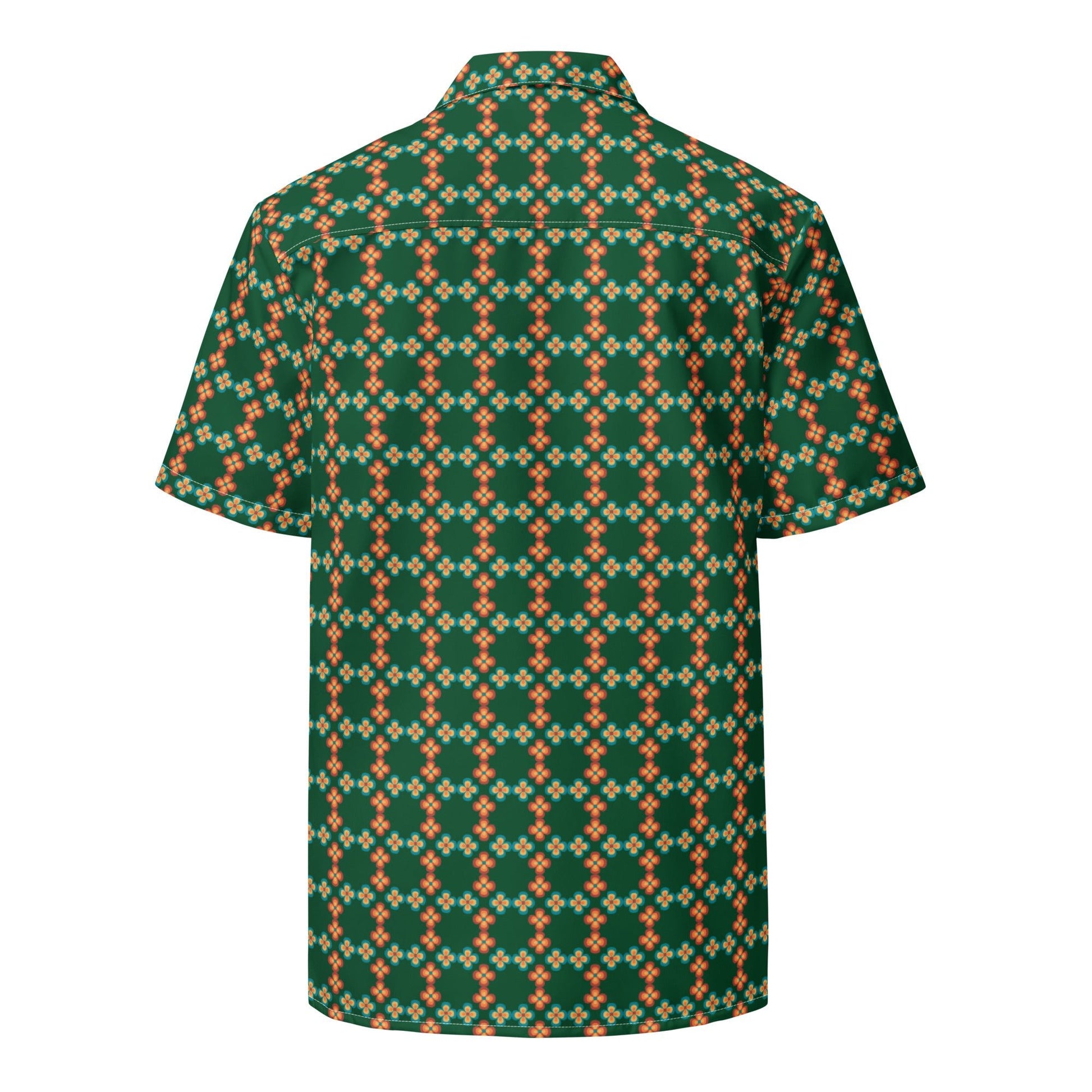 Unisex button shirt, Flora lForest Green Summer Shirt, Unisex Beach Shirt, Casual Shirt, Short Sleeve button Down shirt - PratSN