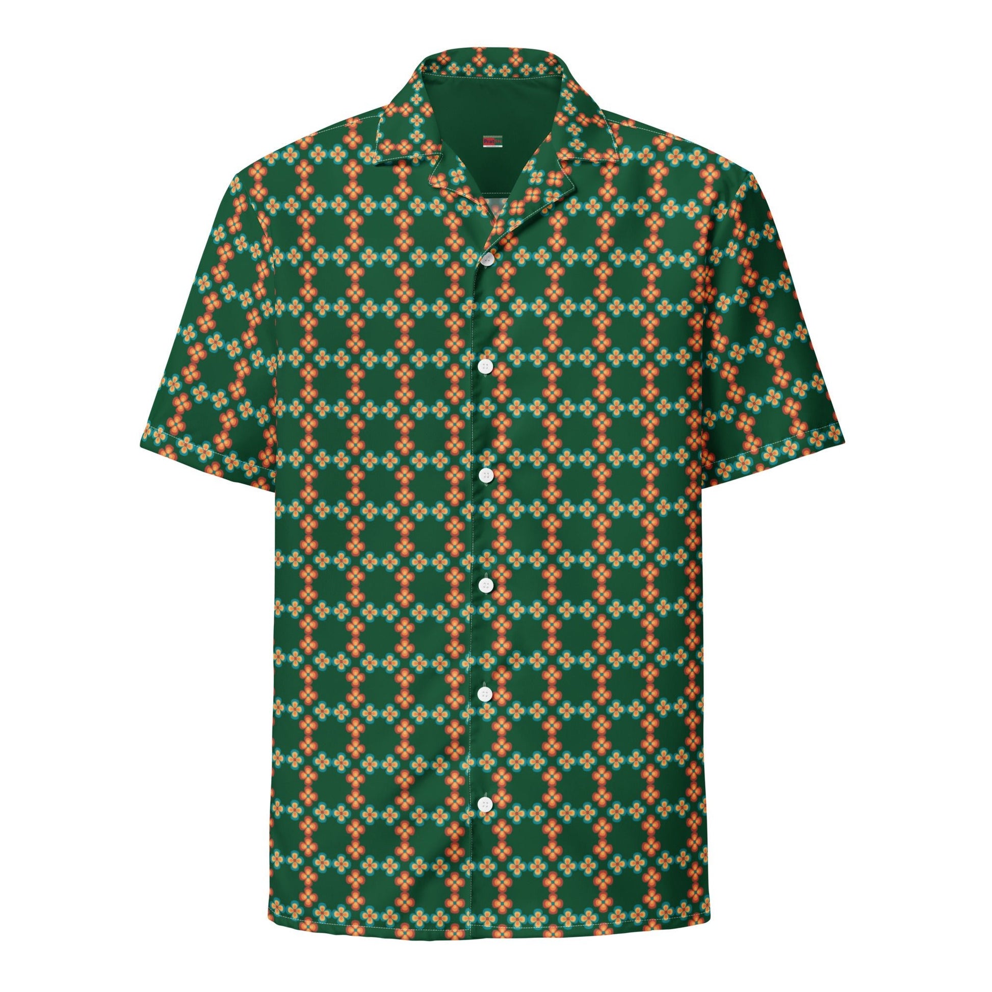 Unisex button shirt, Flora lForest Green Summer Shirt, Unisex Beach Shirt, Casual Shirt, Short Sleeve button Down shirt - PratSN