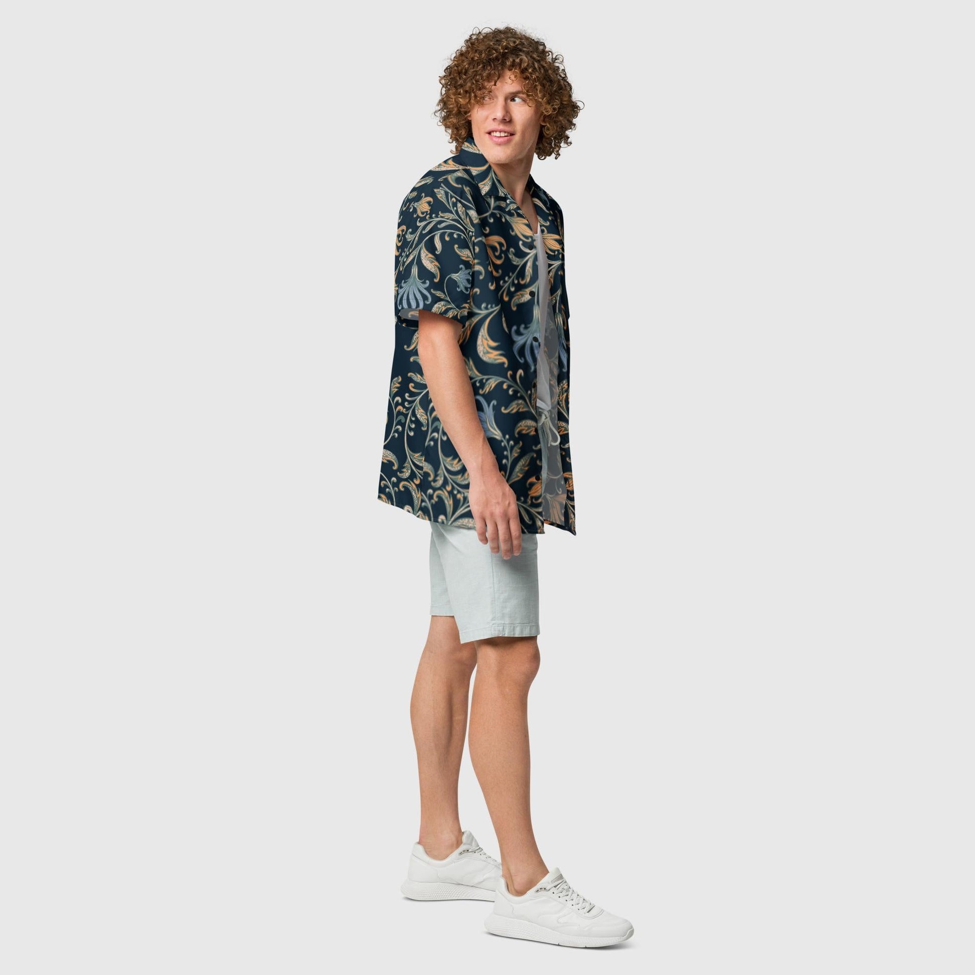 Unisex button shirt, Men's Tropical print Button Shirt, Short Sleeve, Unisex Summer Beach, Casual Shirt, Floral Shirt - PratSN