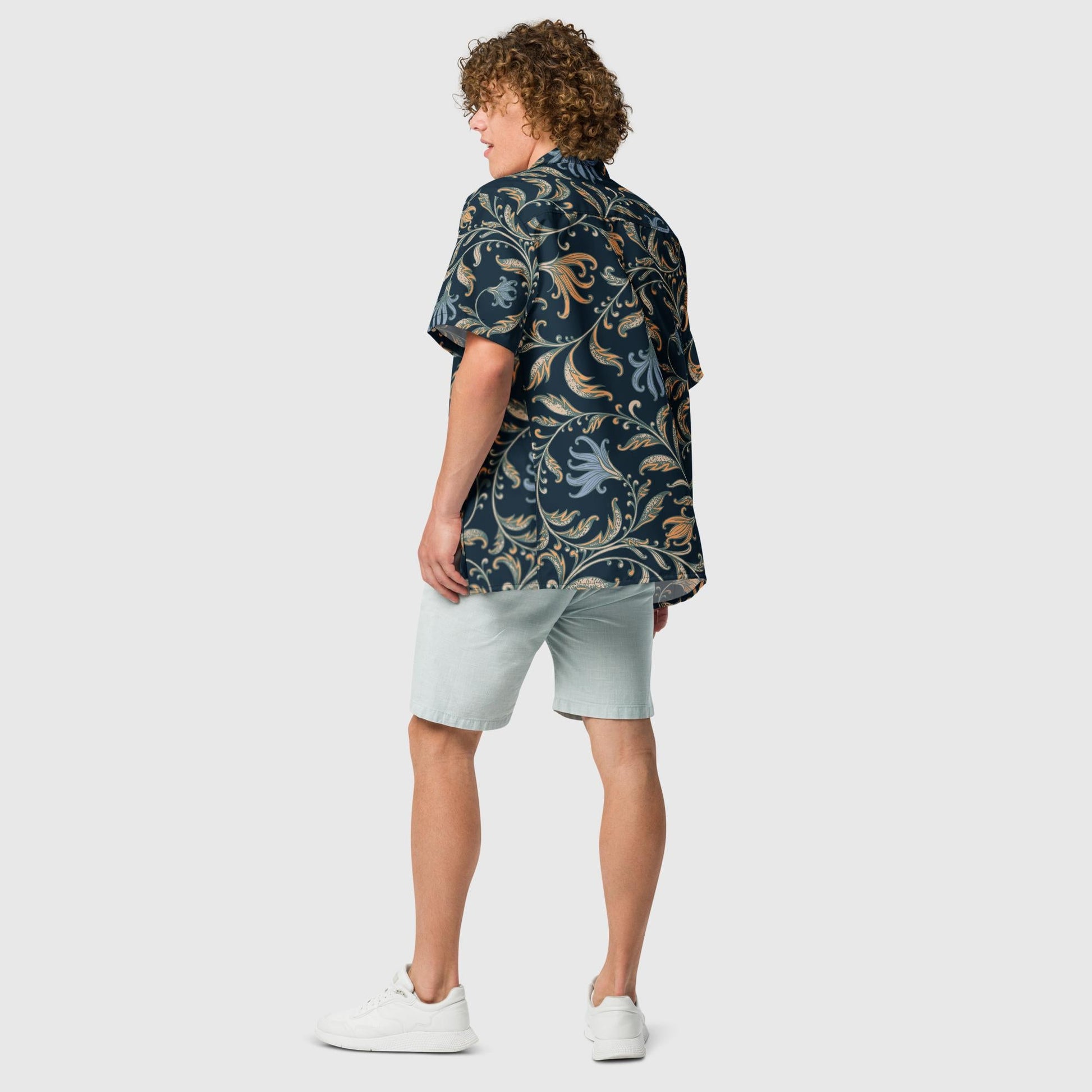 Unisex button shirt, Men's Tropical print Button Shirt, Short Sleeve, Unisex Summer Beach, Casual Shirt, Floral Shirt - PratSN
