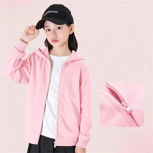 Unisex Children Tops Zipper Style Hoodies Coat Boy Black Girls Pink Age 3 - 12 Kids Sweatshirt Festival Festival Gifts - PratSN