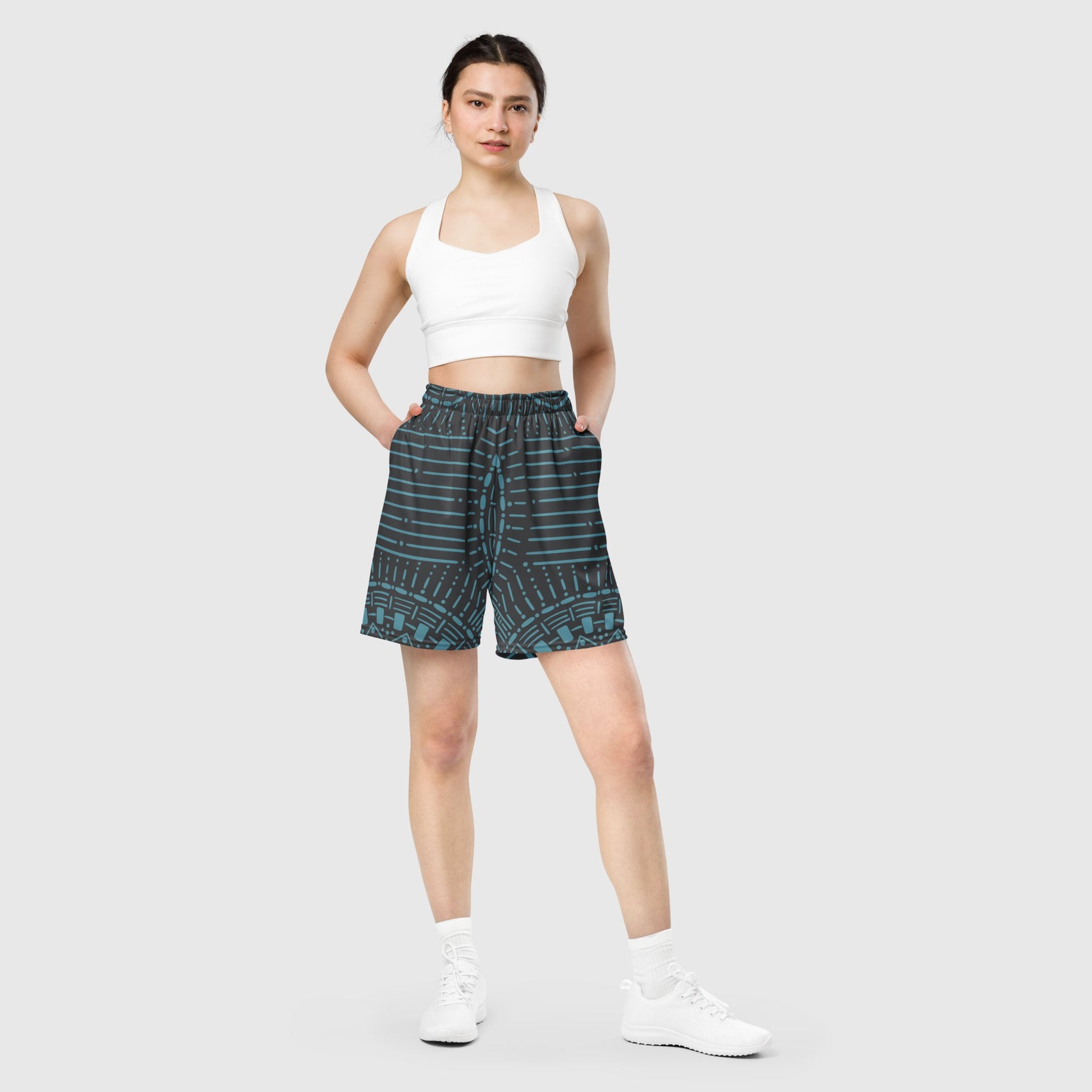 Unisex mesh shorts, Green and black Mesh shorts, Geometric pattern, Workout Shorts, Gym Yoga shorts, Mesh shorts for Men, Mesh Shorts for women Women mesh shorts Men's Athletic Shorts - PratSN