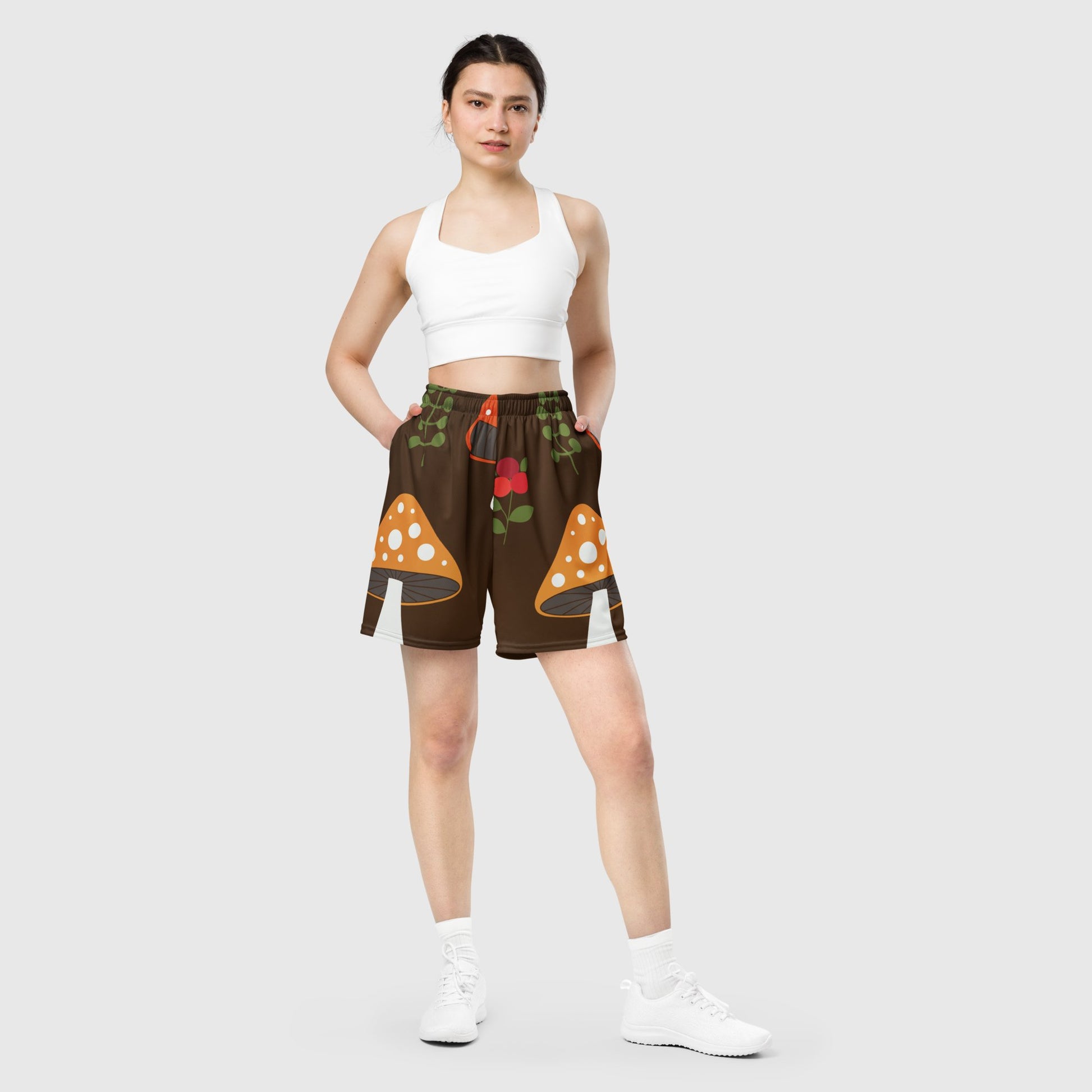 Unisex mesh shorts, Multi - color Mesh shorts, Mushroom print, Workout Shorts, Gym Yoga shorts, Mesh shorts for Men, Mesh Shorts for women, Women mesh shorts, Men's Athletic Shorts - PratSN