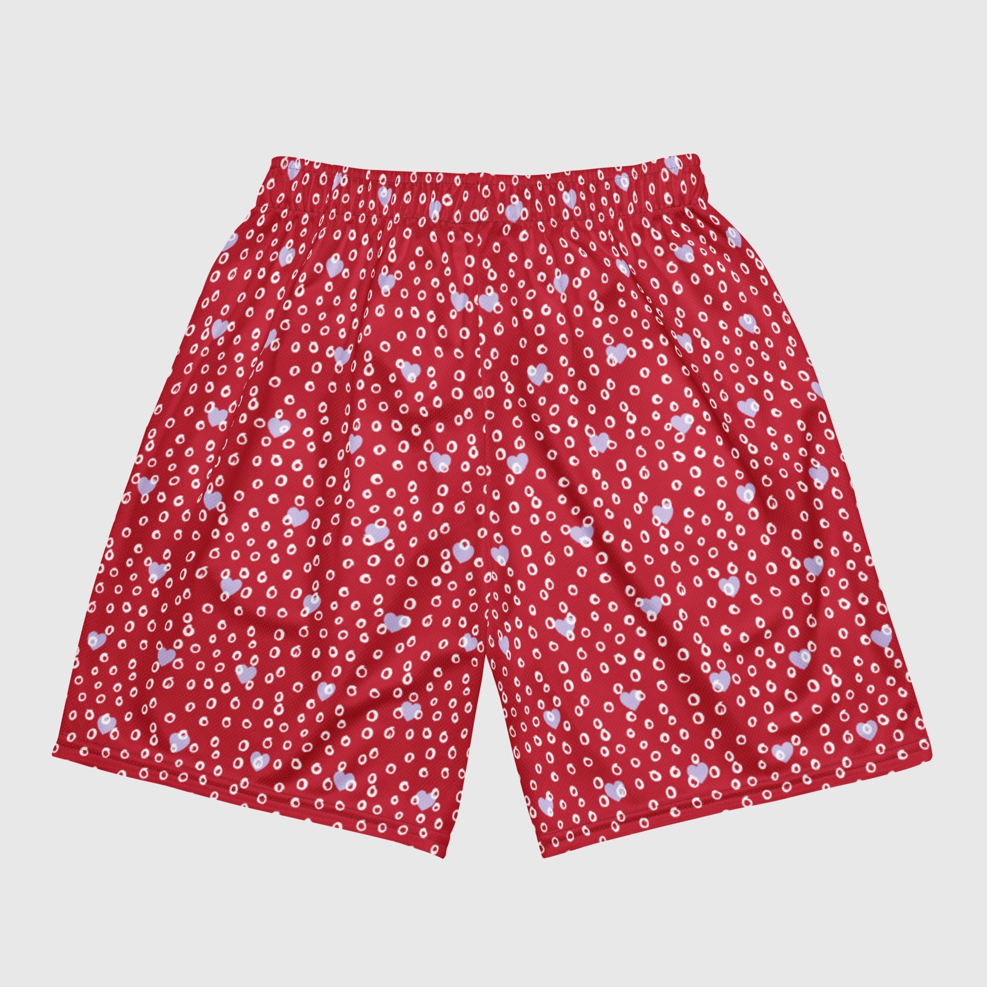 Unisex mesh shorts, Red Mesh Shorts, Heart Pattern Shorts, Basketball Shorts, Summer beach Shorts, Athletic Style Shorts, Mesh Gym shorts - PratSN