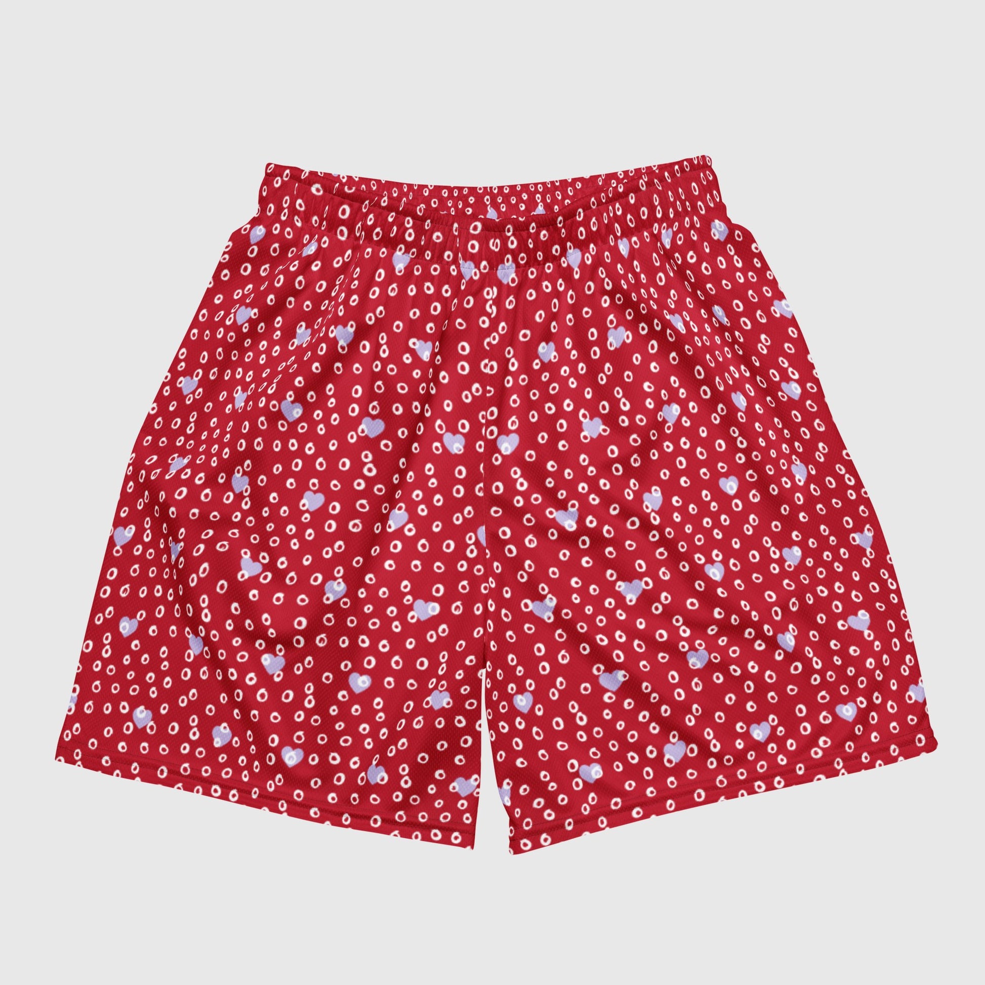 Unisex mesh shorts, Red Mesh Shorts, Heart Pattern Shorts, Basketball Shorts, Summer beach Shorts, Athletic Style Shorts, Mesh Gym shorts - PratSN