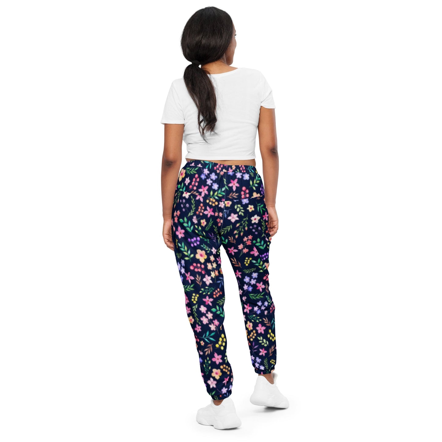 Unisex track pants, Women's Floral Pants, Blue Pants - PratSN