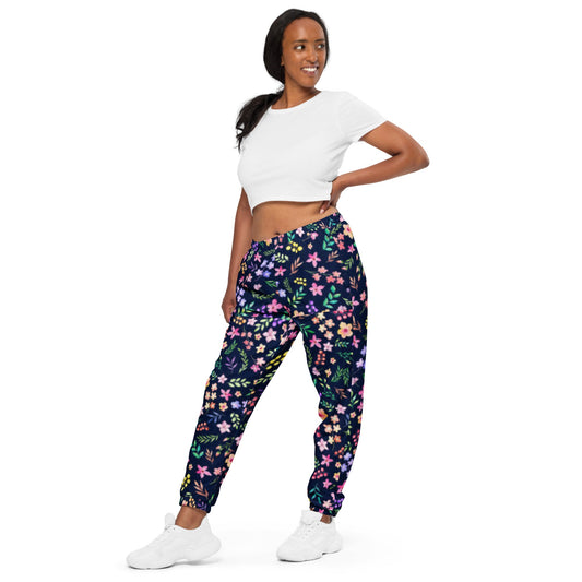 Unisex track pants, Women's Floral Pants, Blue Pants - PratSN