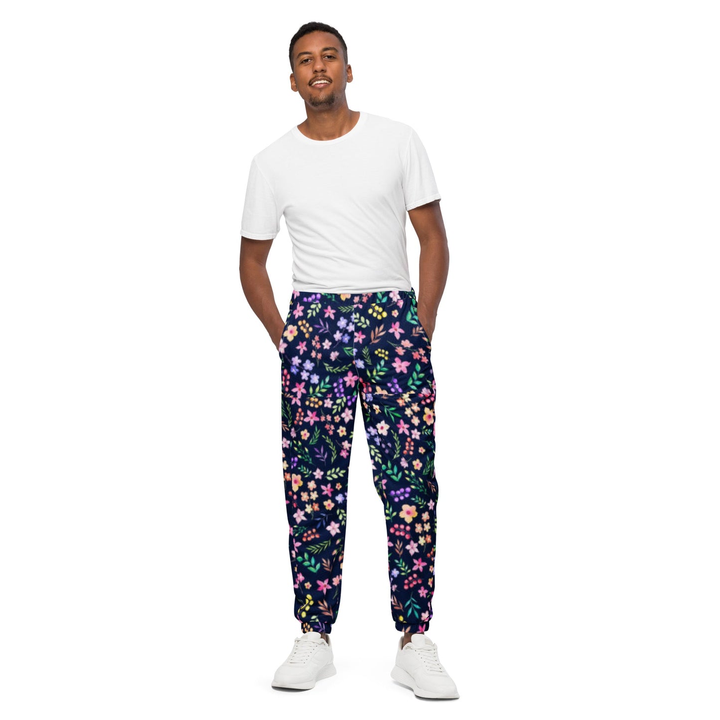 Unisex track pants, Women's Floral Pants, Blue Pants - PratSN