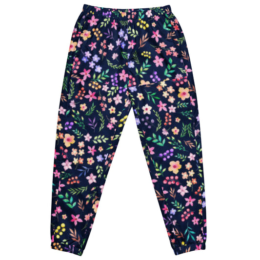 Unisex track pants, Women's Floral Pants, Blue Pants - PratSN