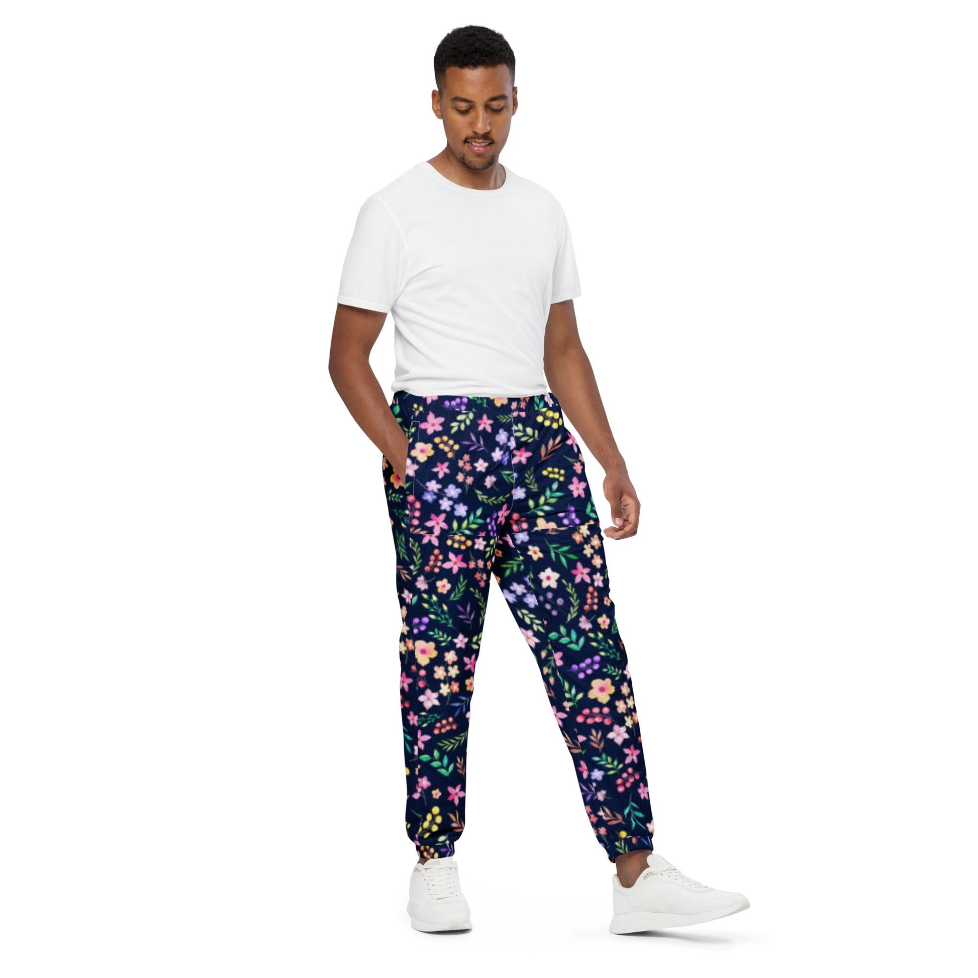 Unisex track pants, Women's Floral Pants, Blue Pants - PratSN