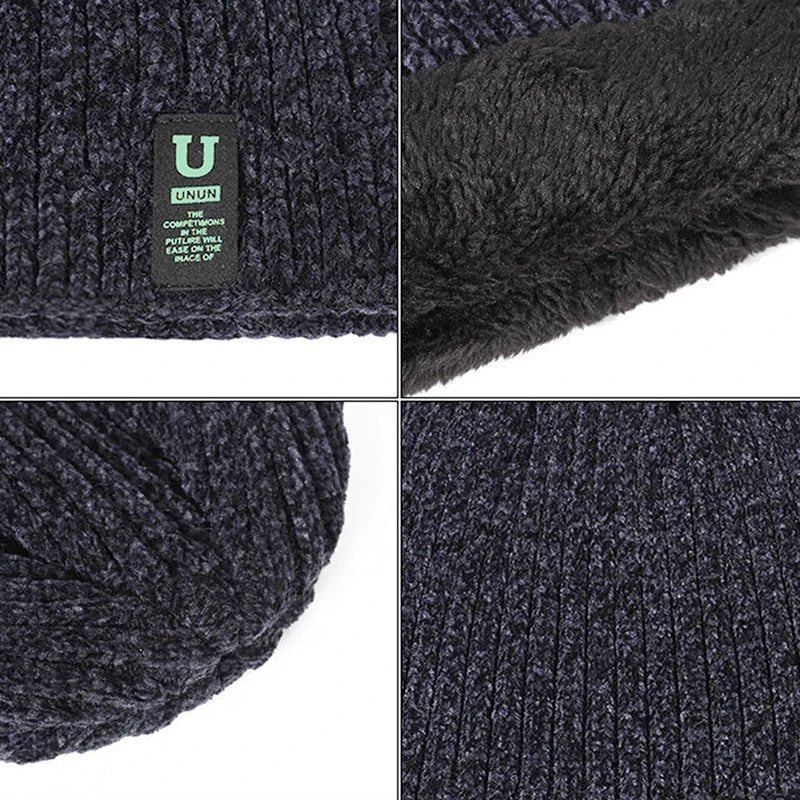 Unisex Two - Tone Winter Hats Add Fur Lined Men And Women Fashion Warm Beanie Cap Casual Winter Knitted Hats - PratSN