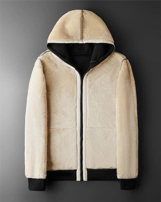 Unisex Winter Lambs wool Coats Thicken Warm Jackets Long Sleeve Zipper Hoodies Casual Sports Fleece Black Coat Hooded - PratSN
