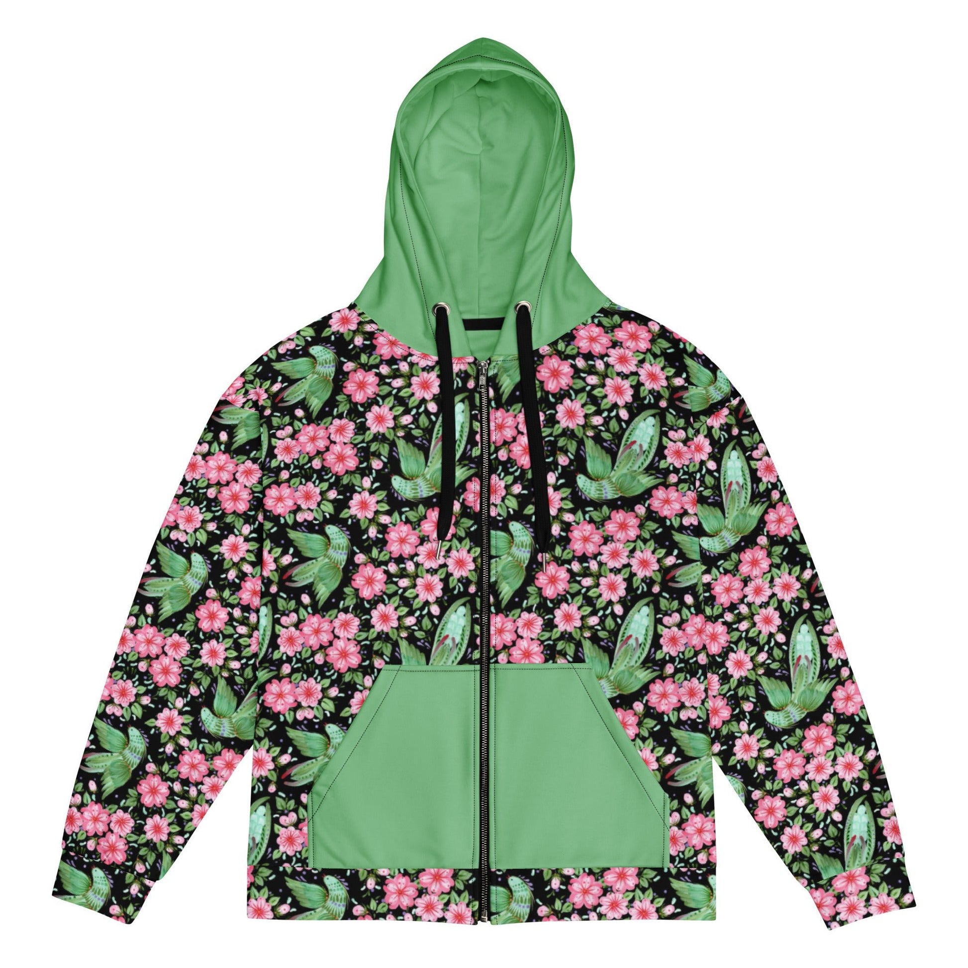 Unisex zip hoodie Botanical Print Hoodie - Gender Neutral Zip - Up - PratSN