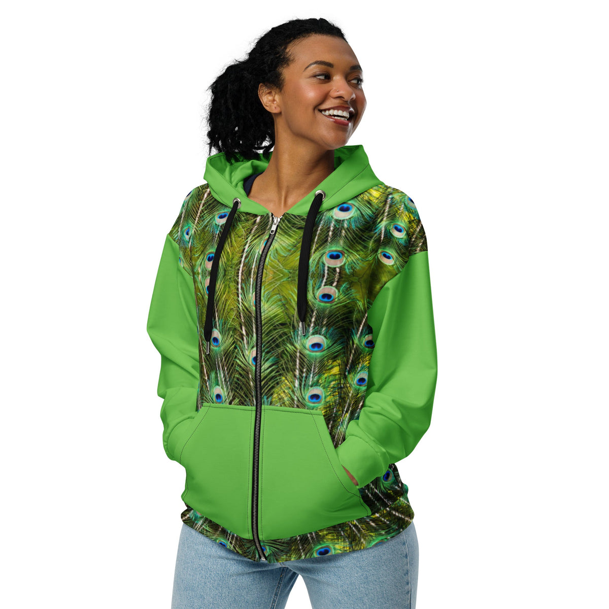 Unisex zip Hoodie | Peacock Green Hoodie - PratSN
