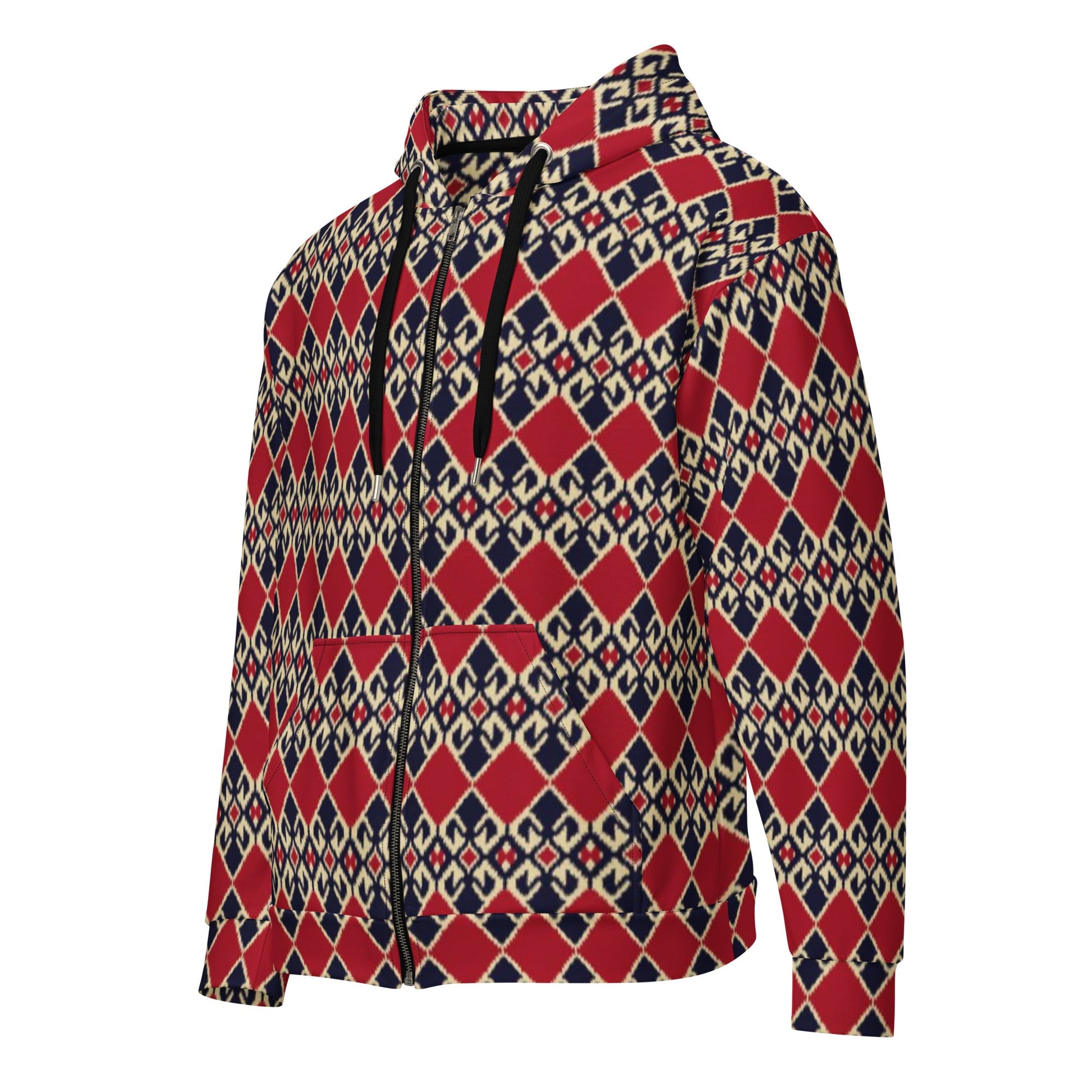 Unisex zip hoodie Red Black Vintage hoodie - PratSN