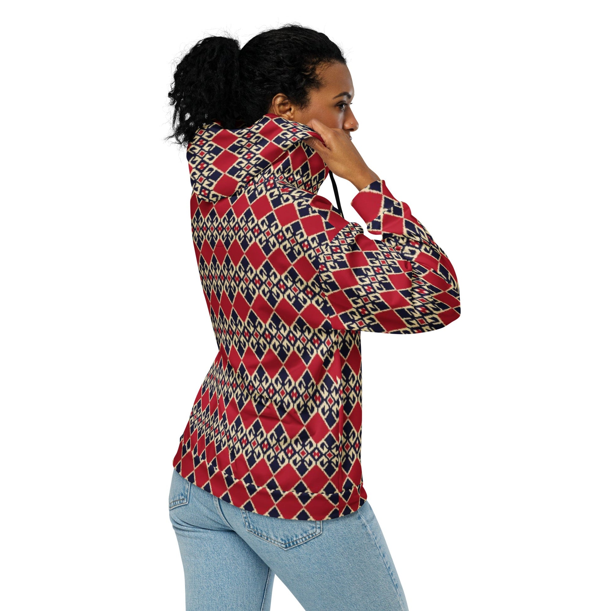 Unisex zip hoodie Red Black Vintage hoodie - PratSN