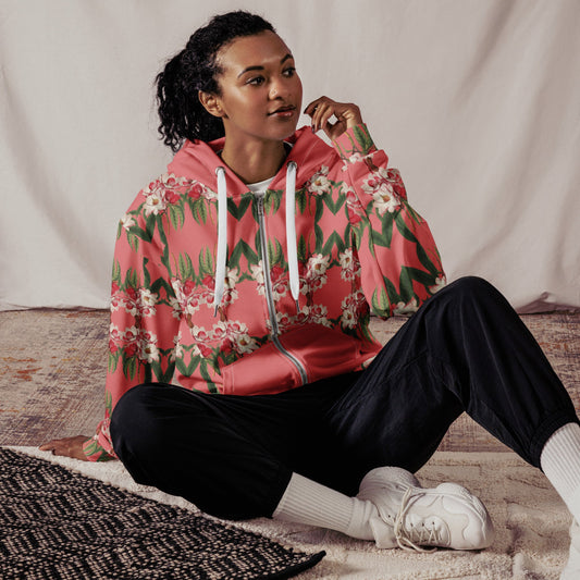 Unisex zip hoodie Vintage Style floral hoodie - PratSN