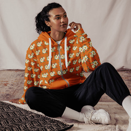 Unisex zip hoodie Vintage Style floral jacket - PratSN