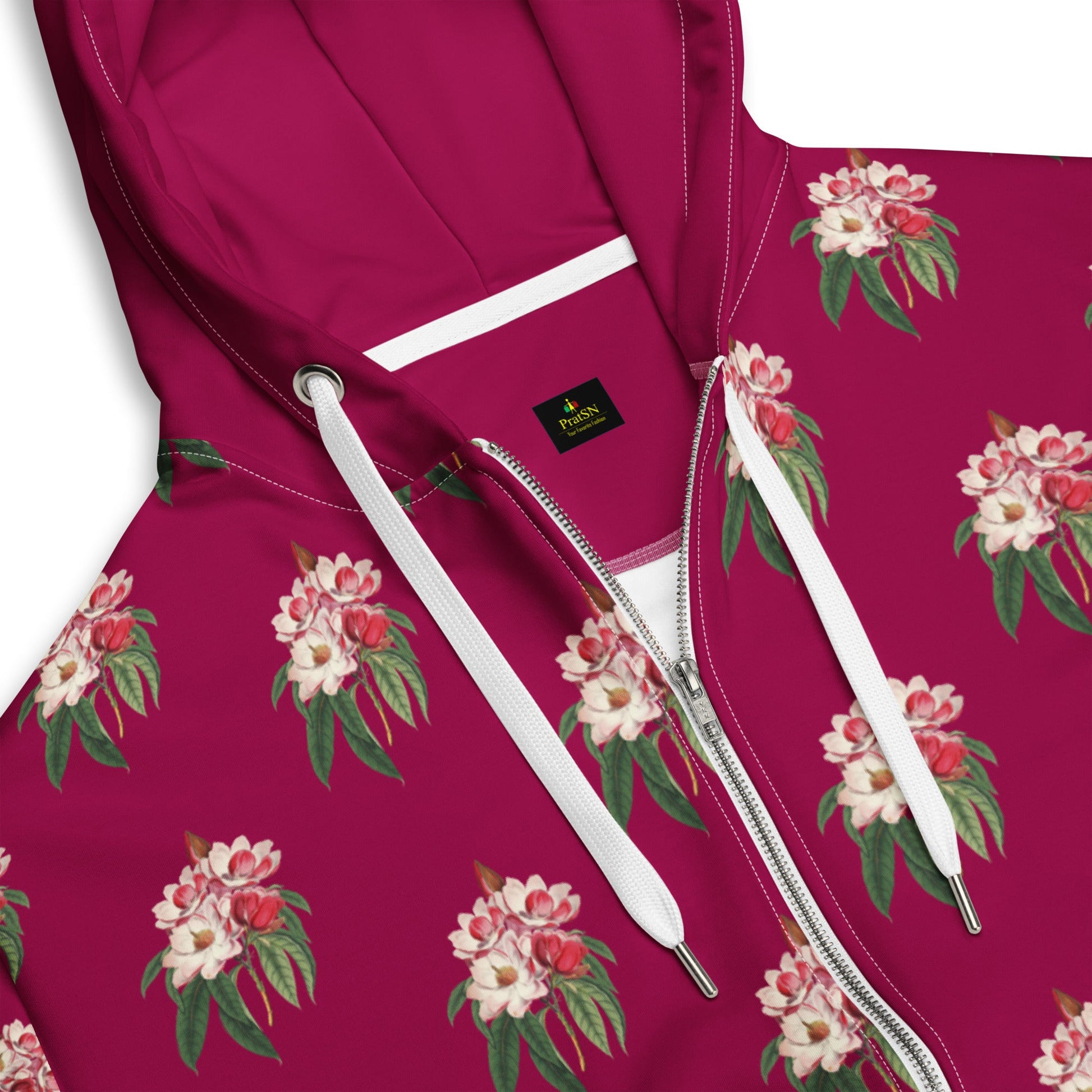 Unisex zip hoodie Vintage Style floral print jacket - PratSN