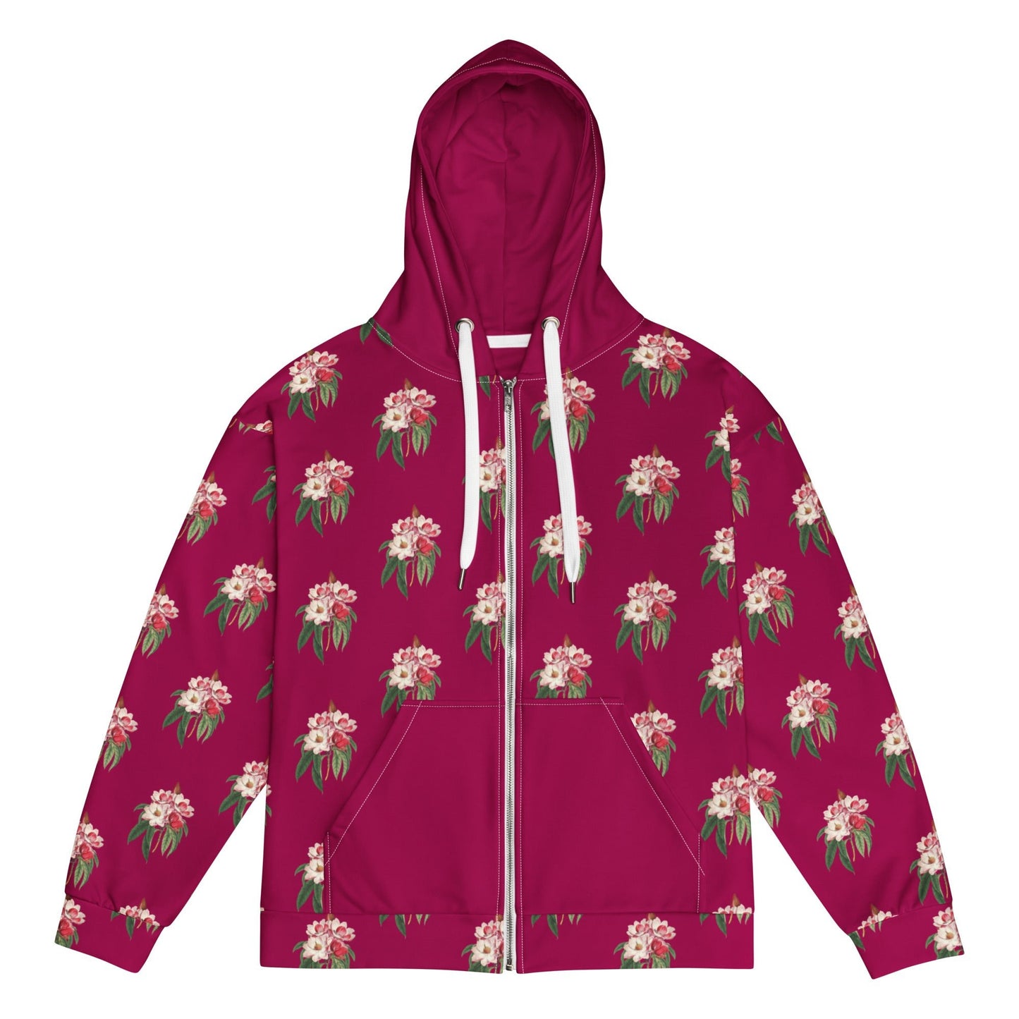 Unisex zip hoodie Vintage Style floral print jacket - PratSN