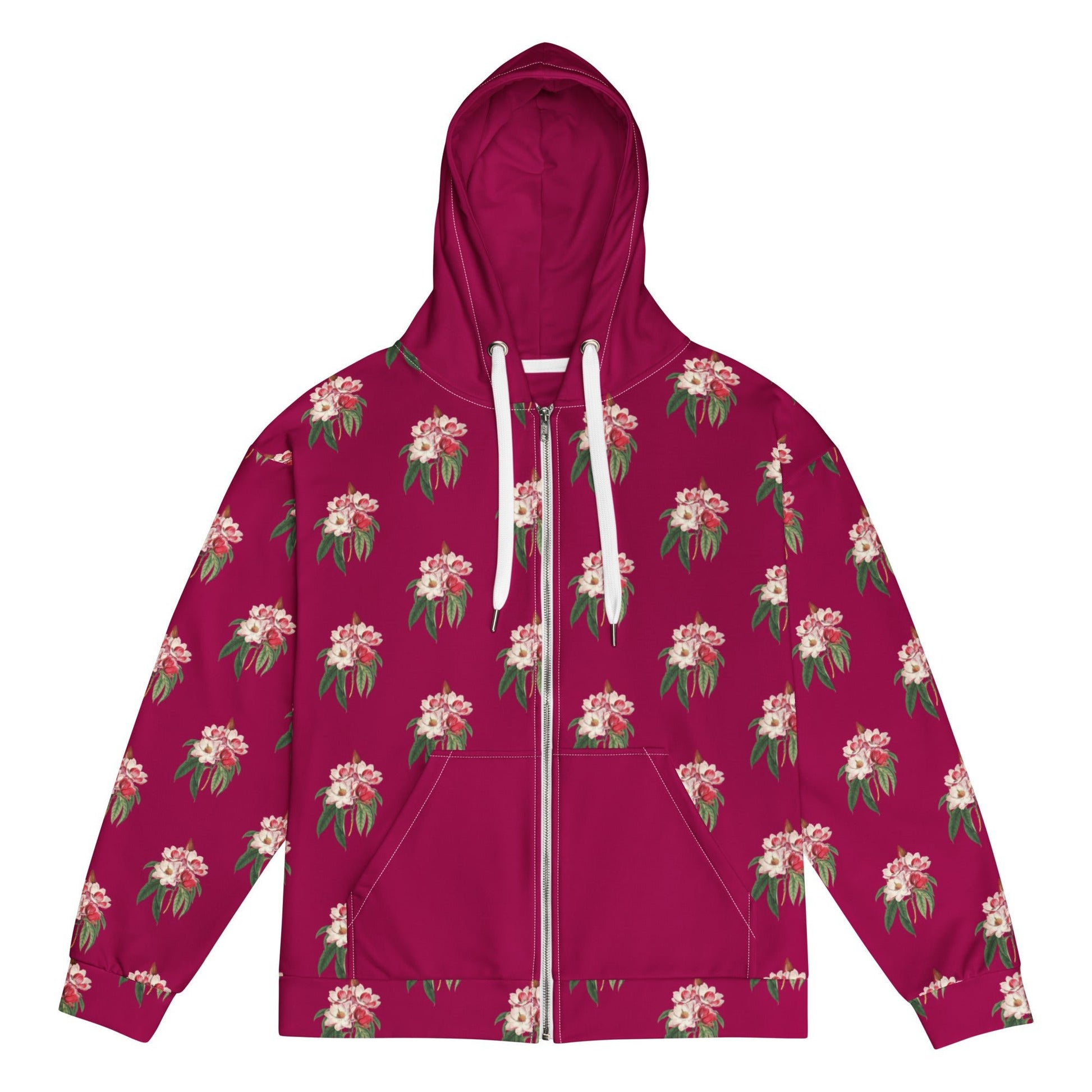Unisex zip hoodie Vintage Style floral print jacket - PratSN